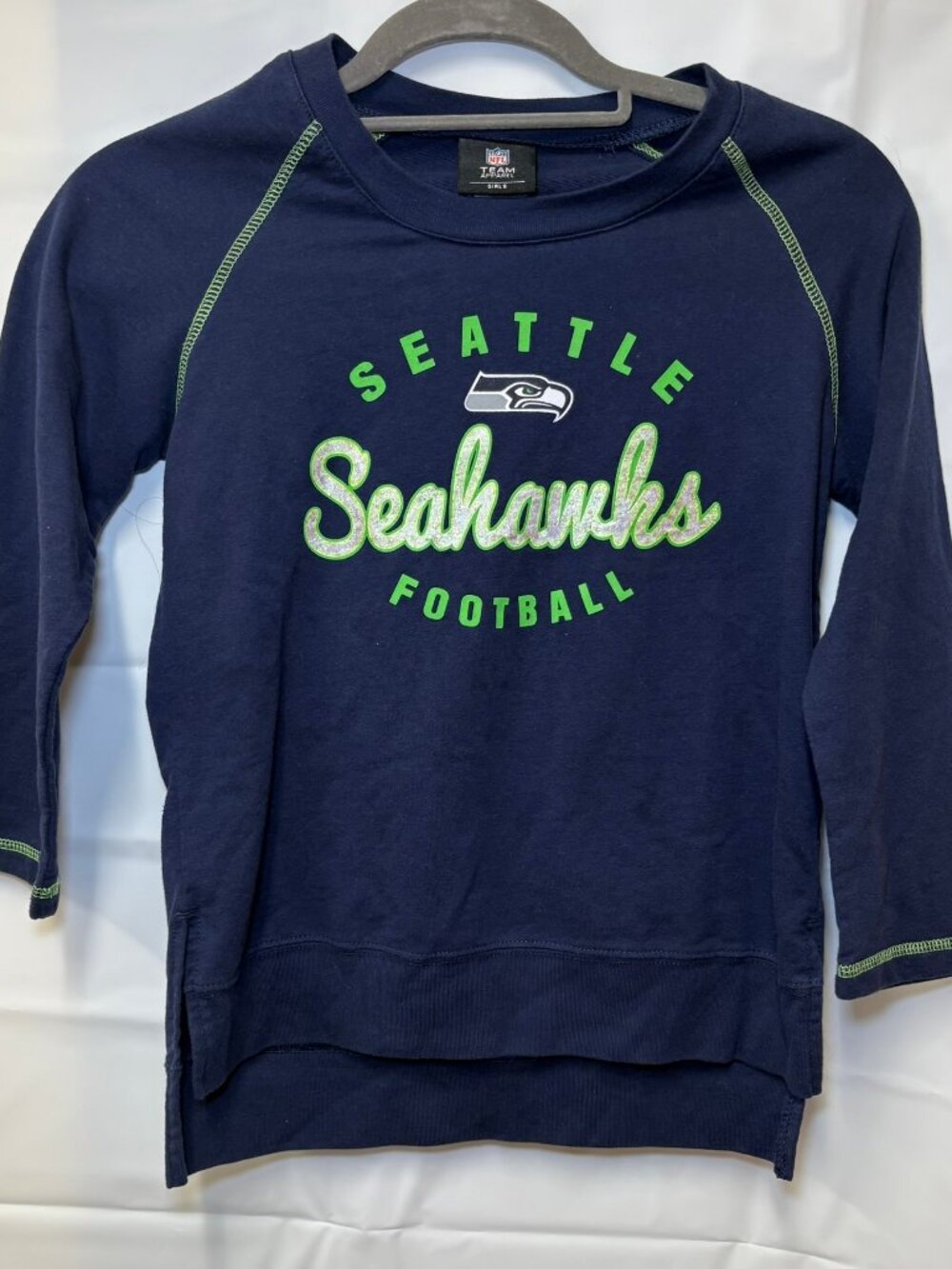 NFL Seattle Seahawks Girls 3/4 Sleeve Crew Light Sweatshirt Youth M 10/12